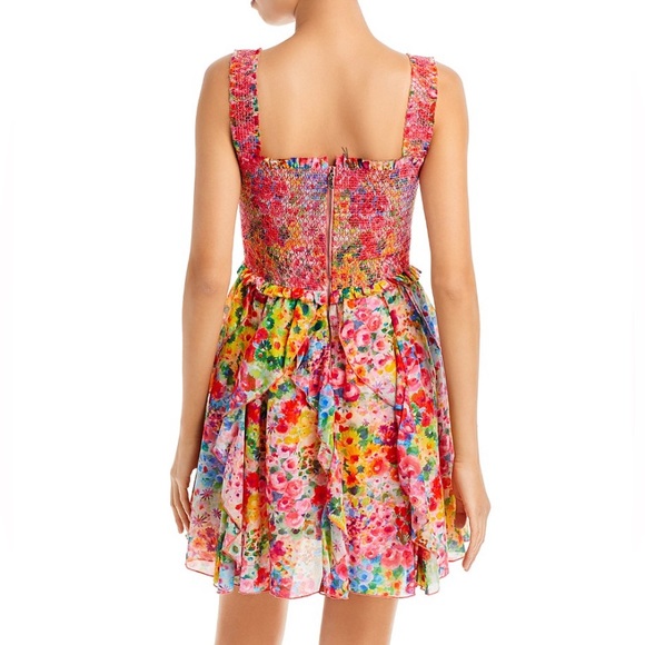 Alice + Olivia Jocelyn Smocked Mini Dress in Garden Floral - Picture 3 of 3